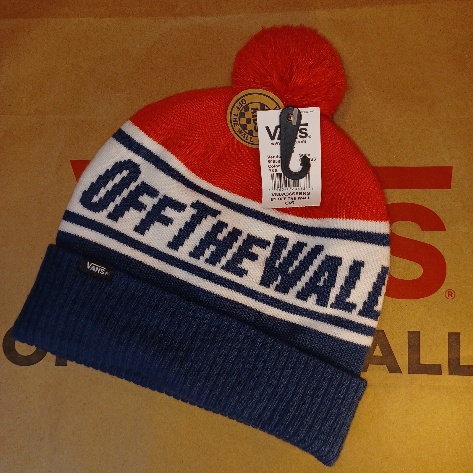 Vans "Off the Wall" Kids Pom Pom Beanie Winter Hat  VN0A36S8BNS