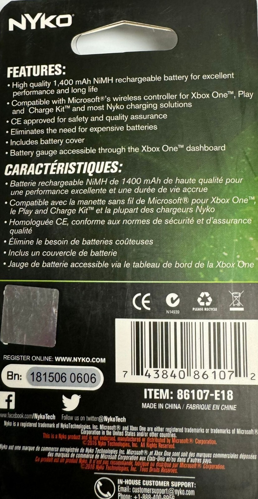 NYKO Power Pak XBOX ONE CONTROLLER RECHARGEABLE BATTERY