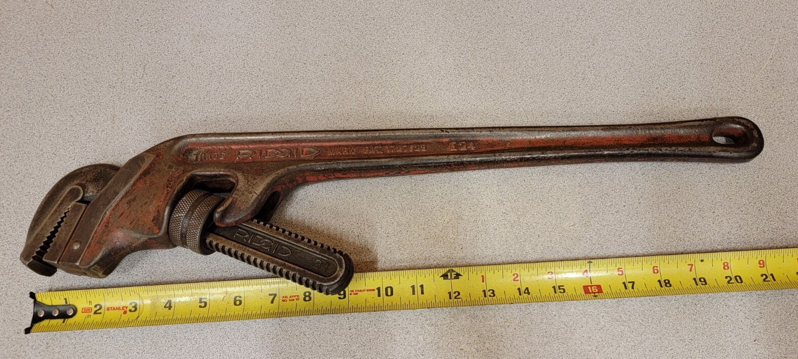 Used RIDGID E-24 Offset Pipe Wrench,Marked B & O Railroad Co. tool