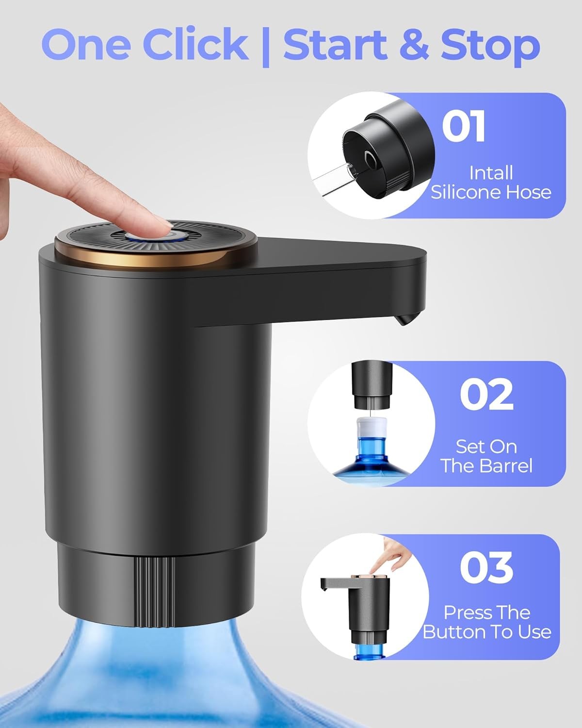 Water Jug Pump for 5 Gallon Bottle – Portable Electric USB-C Charging Dispense