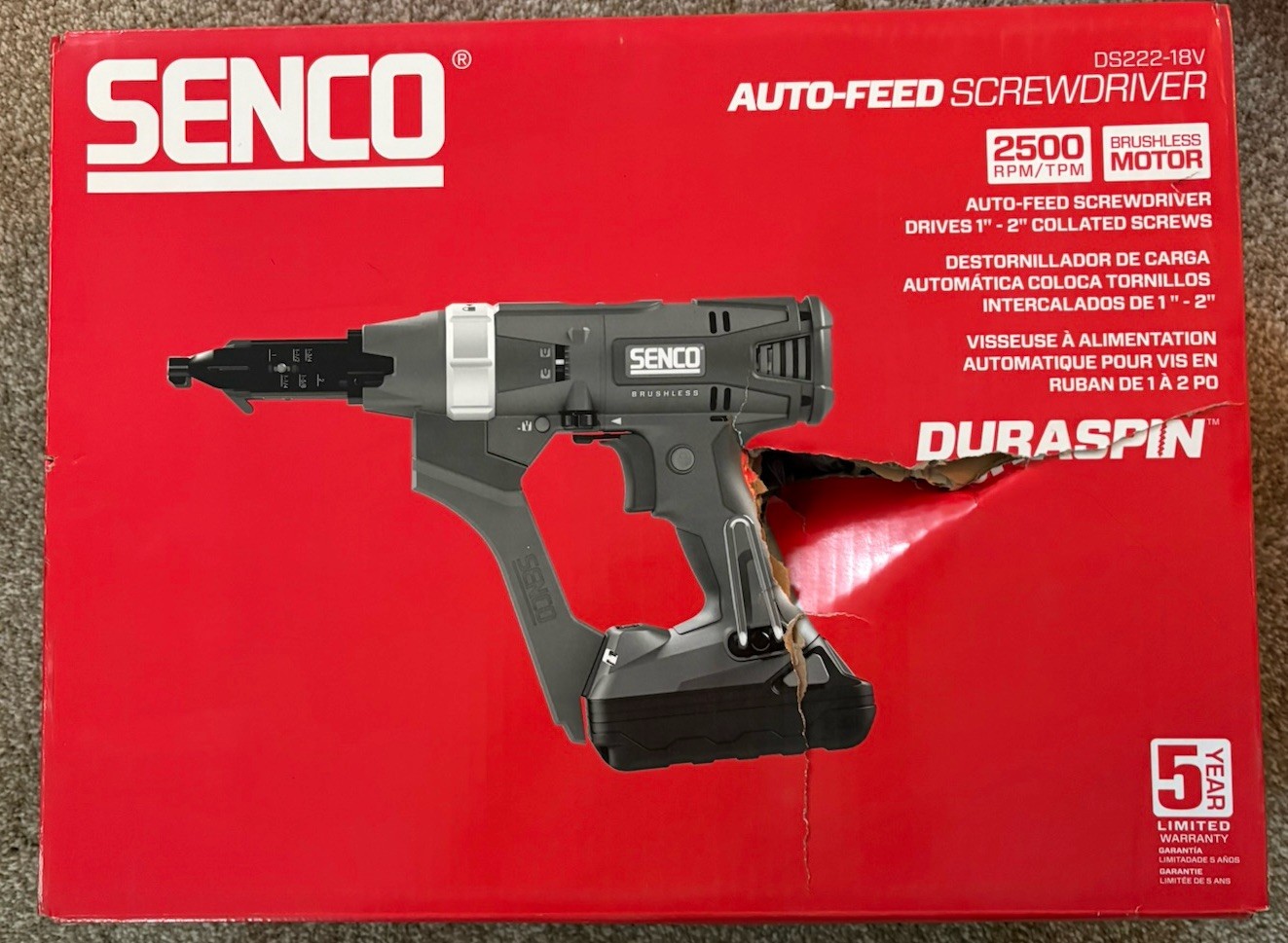 Senco Ds222-18V Screwdriver, 2500 Rpm, 18 V Dc 10B0002N - Brand New