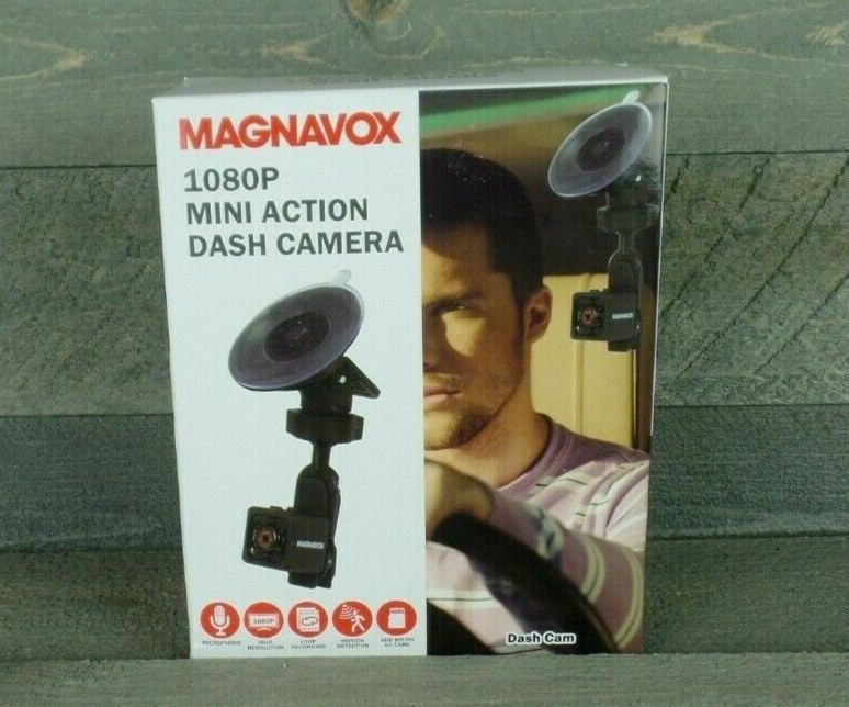 Magnavox Mini Dash Cam Video Recorder 1080p Camera with Suction Mount - NEW!