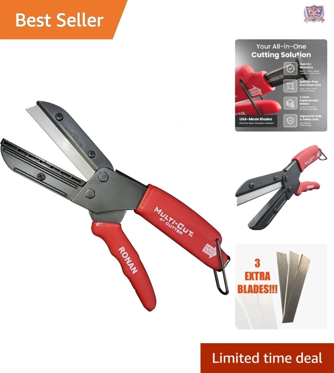Multi-Cut Cutting Tool Steel All Purpose DIY Utility for Wood Plastic Rope Le...