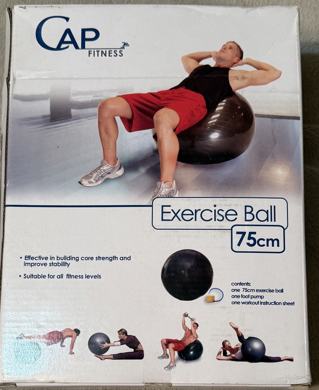 Cap Fitness 75cm Exercise Ball with Pump  Fitness Ball New in box-A1