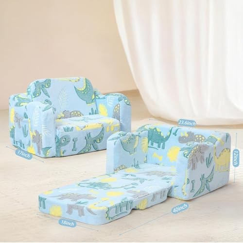 Toddler Chair – Convertible Glowing Dinosaur Flip-Out Kids Polyester Sky Dino
