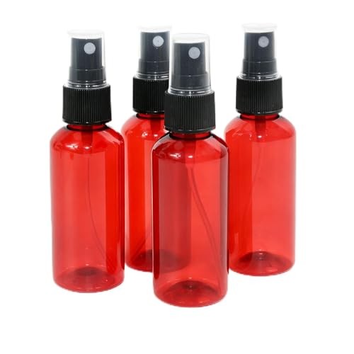 4 Pack 2 oz Amber Small Spray Bottles with 1pcs Funnels, Empty Spray Bottle