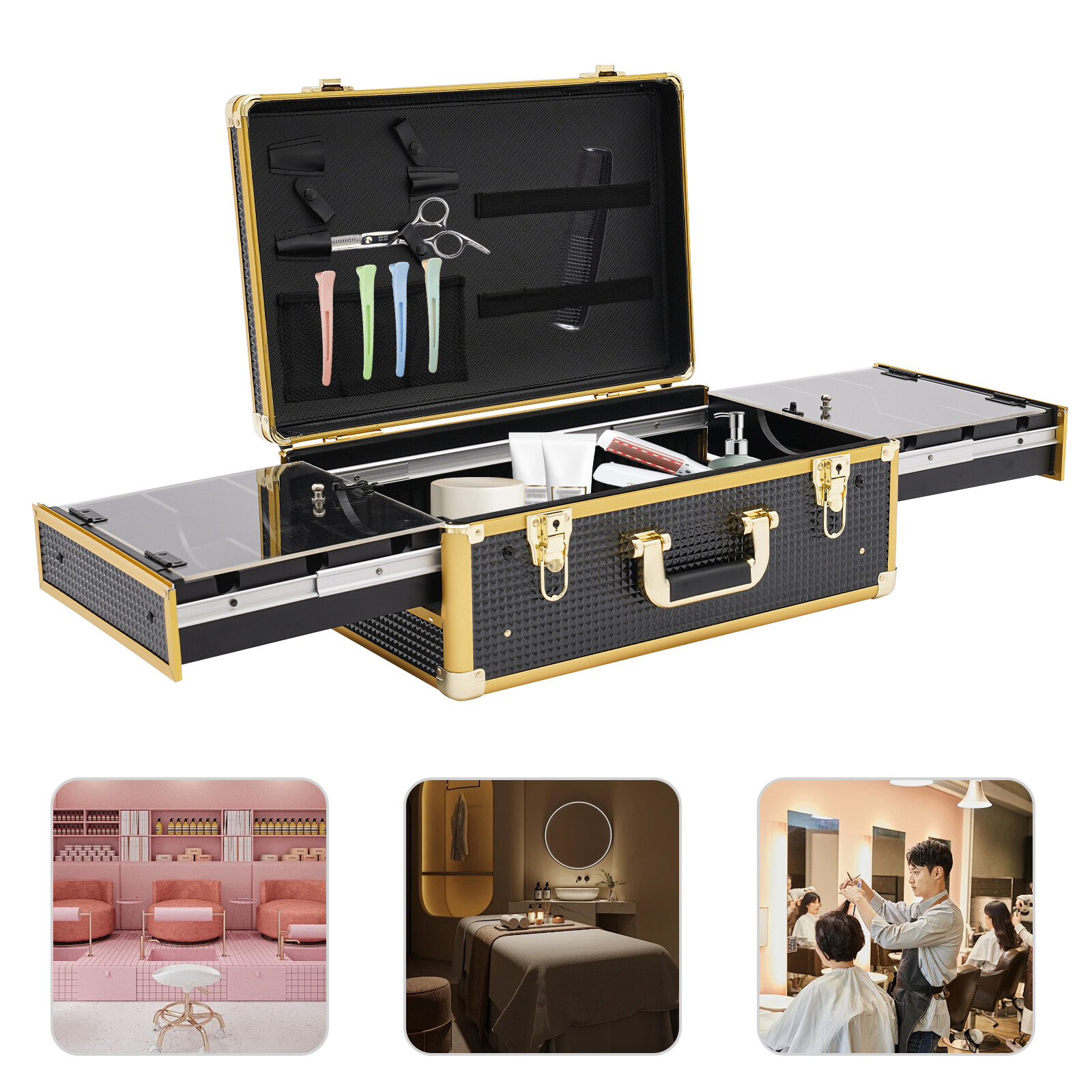 Barber Tool Box Case Organizer Storage Barber Carrying Case with Locks & Keys