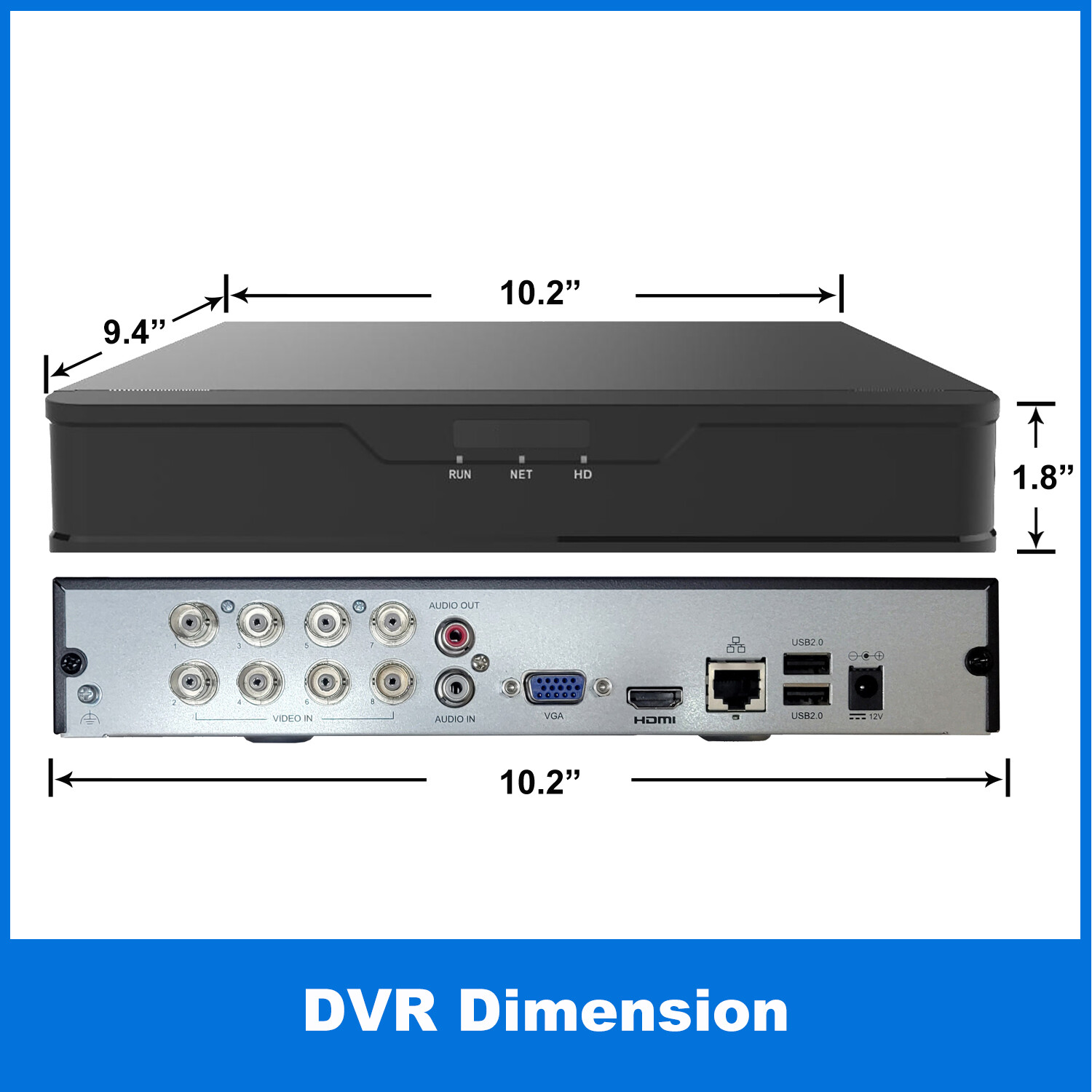 1PV DVR NVR 1080P 8 CH Channel HD TVI/CVI/AHD/ANALOG / 4TB HDD