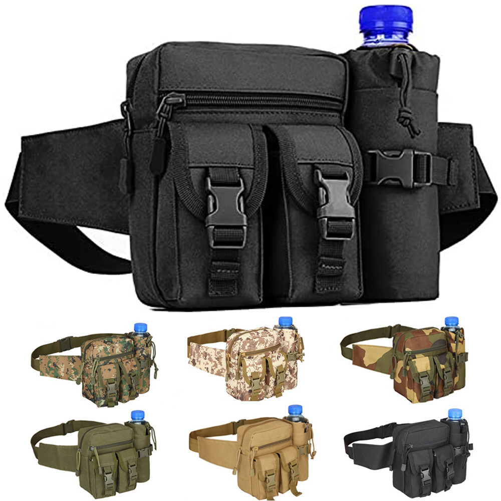 Tactical Molle Waist Pack With Detachable Water Bottle Holder Pocket Fanny Pack