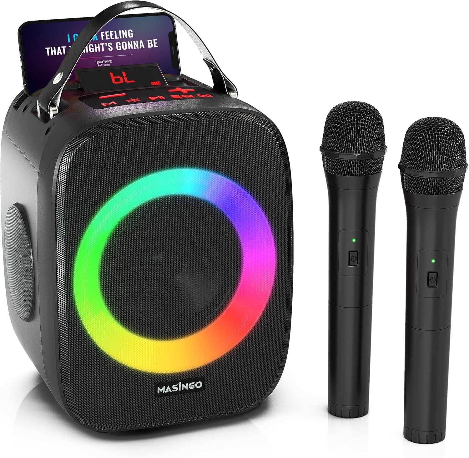 MASINGO Cantando C2 Karaoke Machine for Kids and Adults - Black (Open Box)
