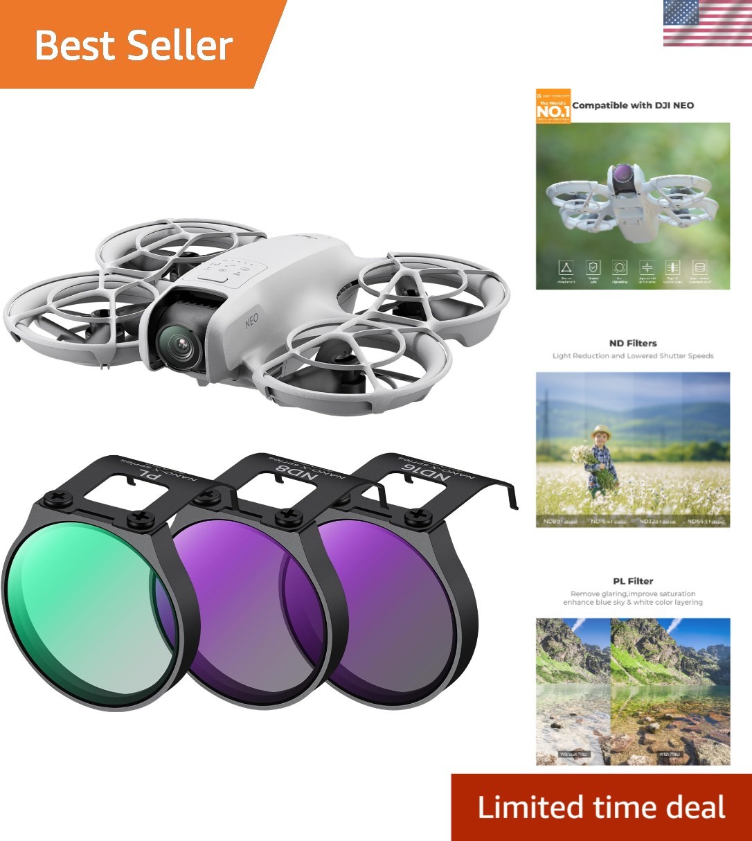 Multi-Coated ND & CPL Filter Set for DJI NEO - Superior Imaging Kit (3 Filters)