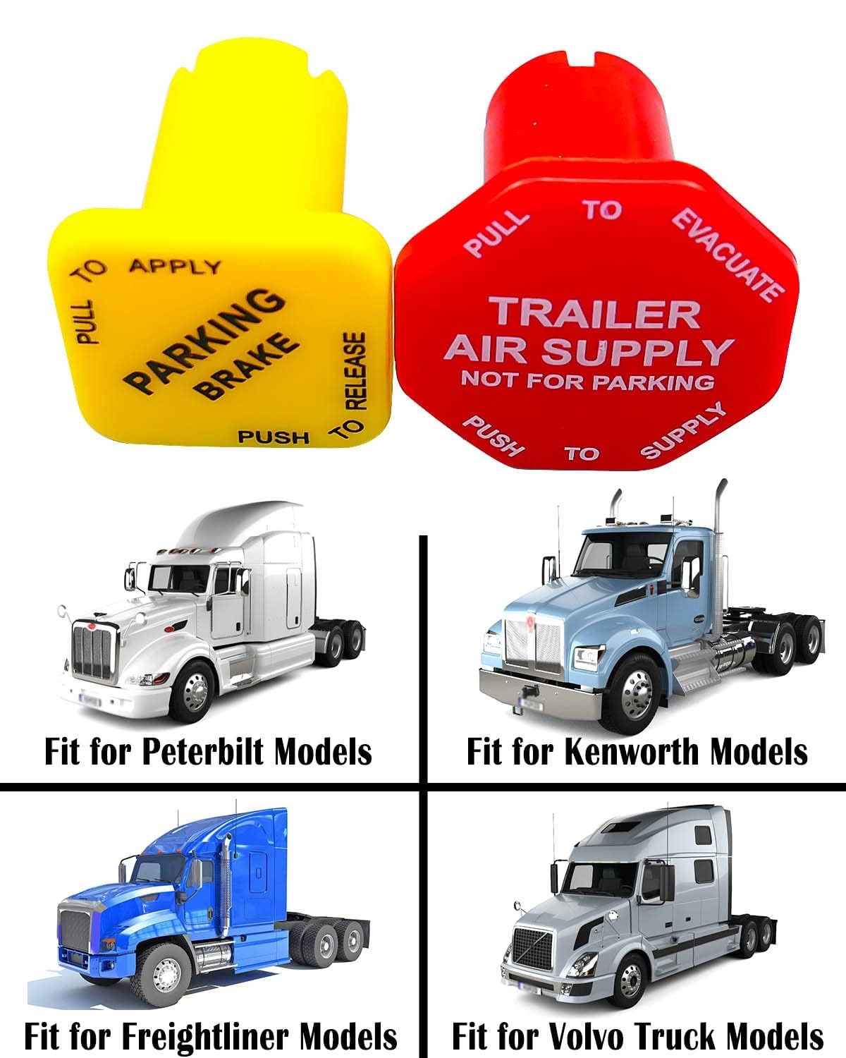 TIKSCIENCE 298818 Parking and Air Brake Knobs for Threaded Semi Yellow, Red