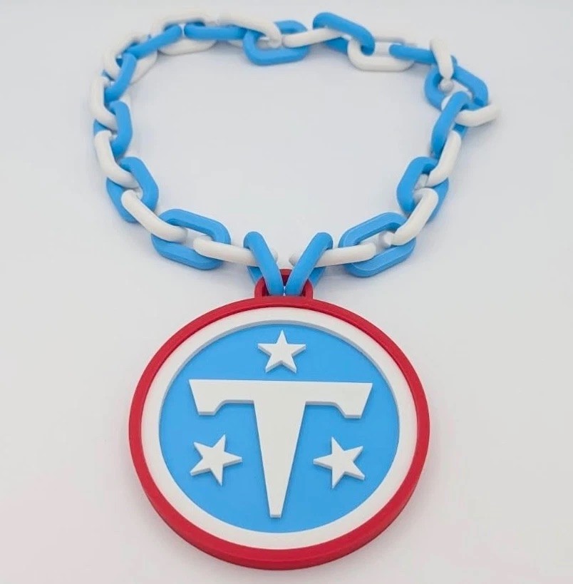 Tennessee Titans New Logo Bold Fan Sports Chain Necklace Pendent Blue 3D Printed