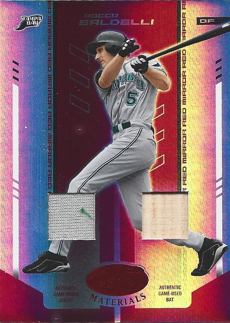 Rocco Baldelli 2004 Leaf Certified Materials Red Mirror Dual Patch 019 /250 #163