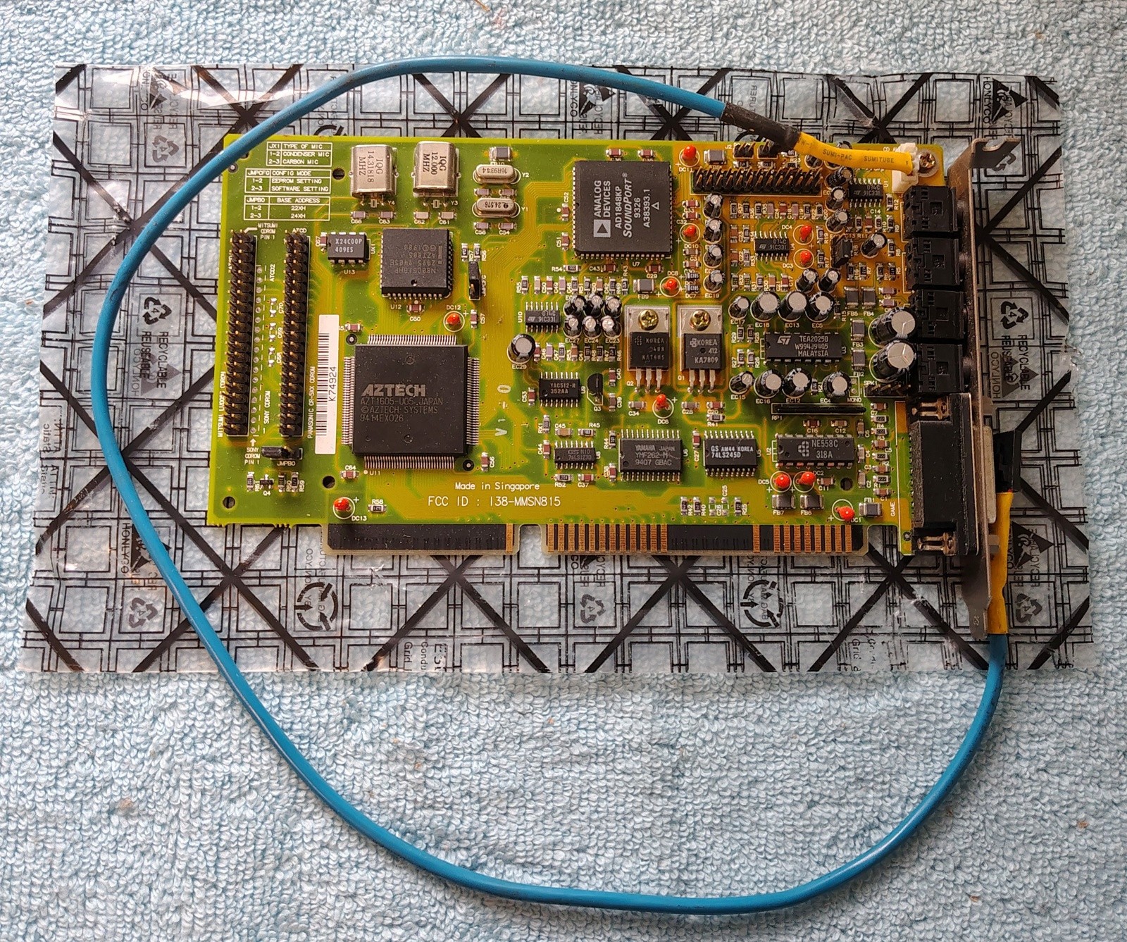 Aztech Sound Galaxy Nova 16 ISA Sound Card OPL3 YMF262 AZT1605 w/ CD Cable