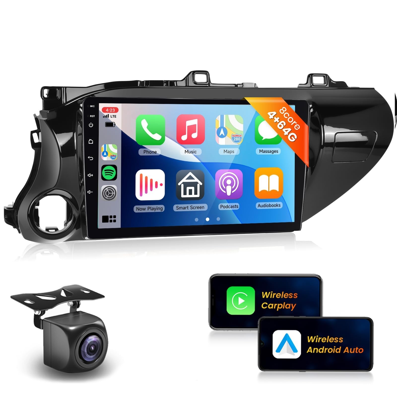 Podofo 8Core 4G 64G Car Stereo for Toyota Hilux 2015-2020 Radio with 10.1inch...