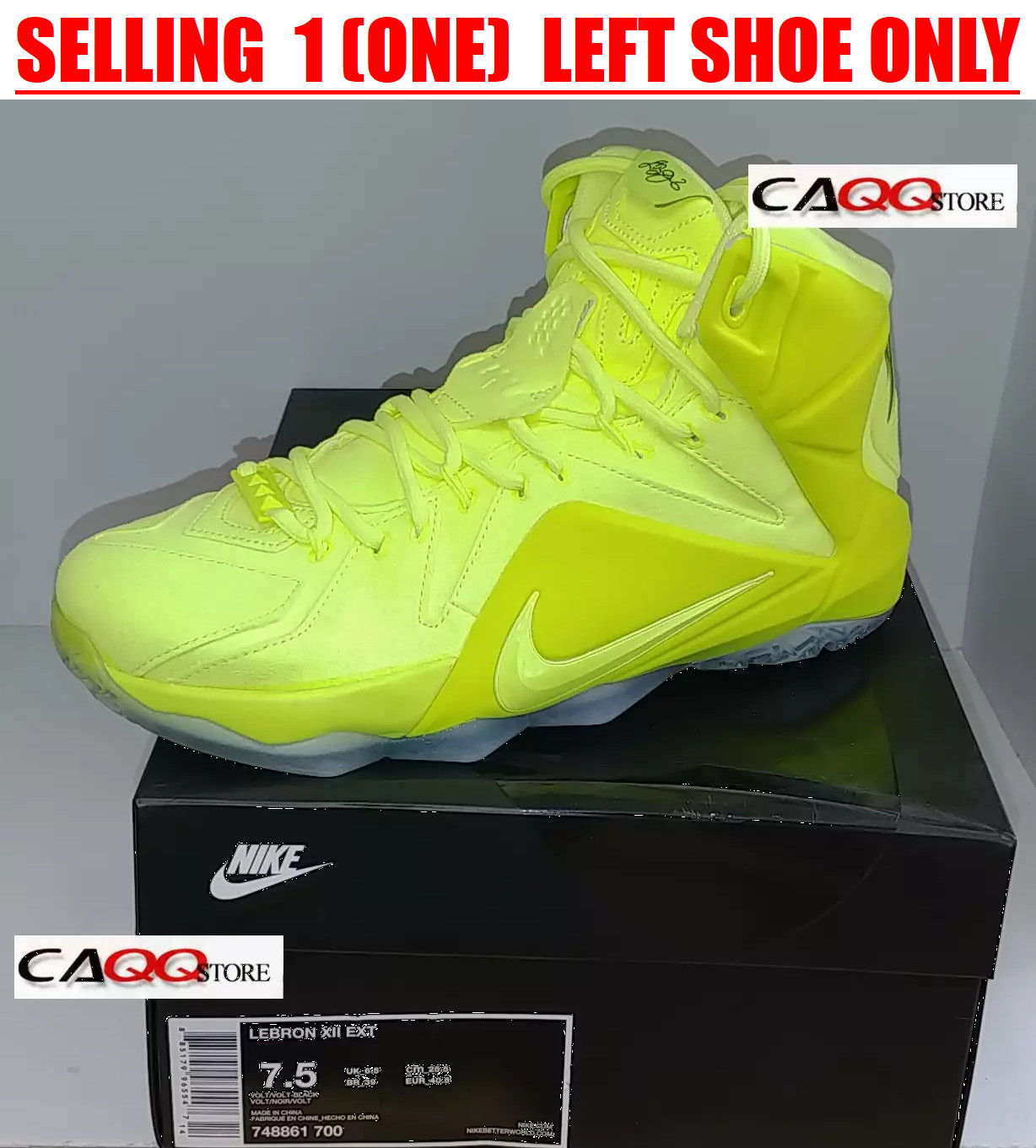 NEW NIKE LEBRON 12 EXT = 1 (ONE) LEFT SHOE ONLY = SIZE 7.5 MEN LEFT SHOE  748861