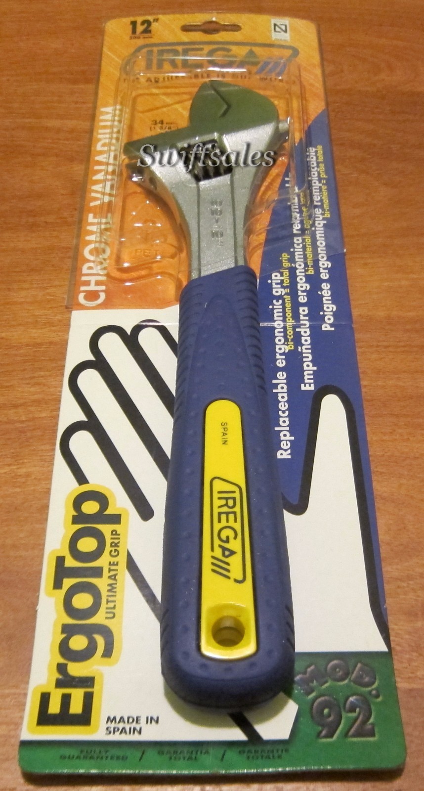 Irega Spain ErgoTop 92/12 12" Ergonomic Comfort Grip Adjustable Crescent Wrench