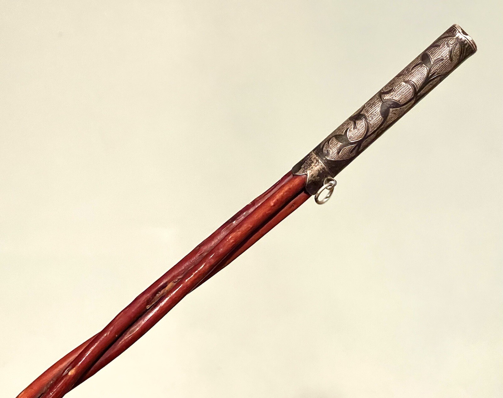 Vintage Antique Russian Caucasian Silver Niello Horse Bull Riding Whip Crop Old