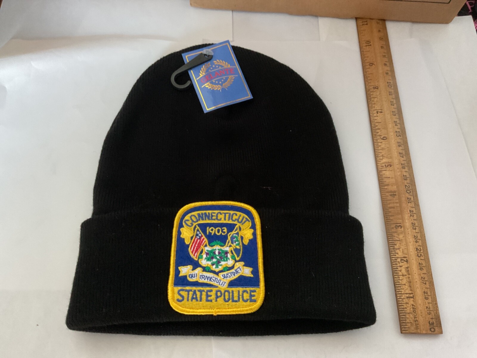Connecticut State Police Collectable Hat patch Sewn on Black Watch Cap