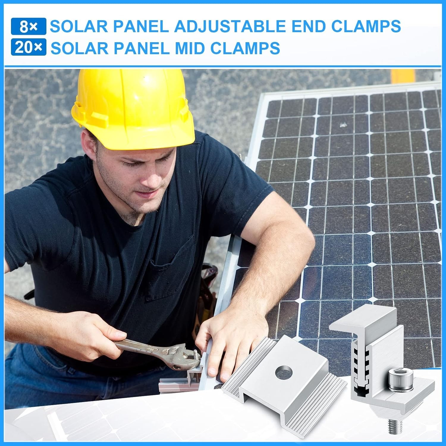 28-Piece Aluminum Solar Panel Bracket Set - Adjustable, Rust Resistant