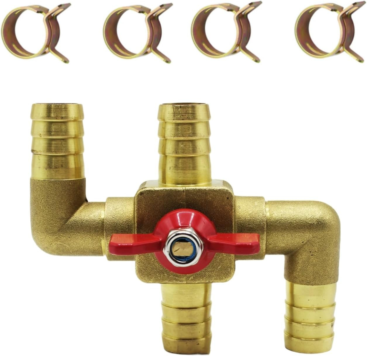 Solid Brass 5/8 Inch Heater Control Valve, 4-Way Automobile Heating Water Valve,