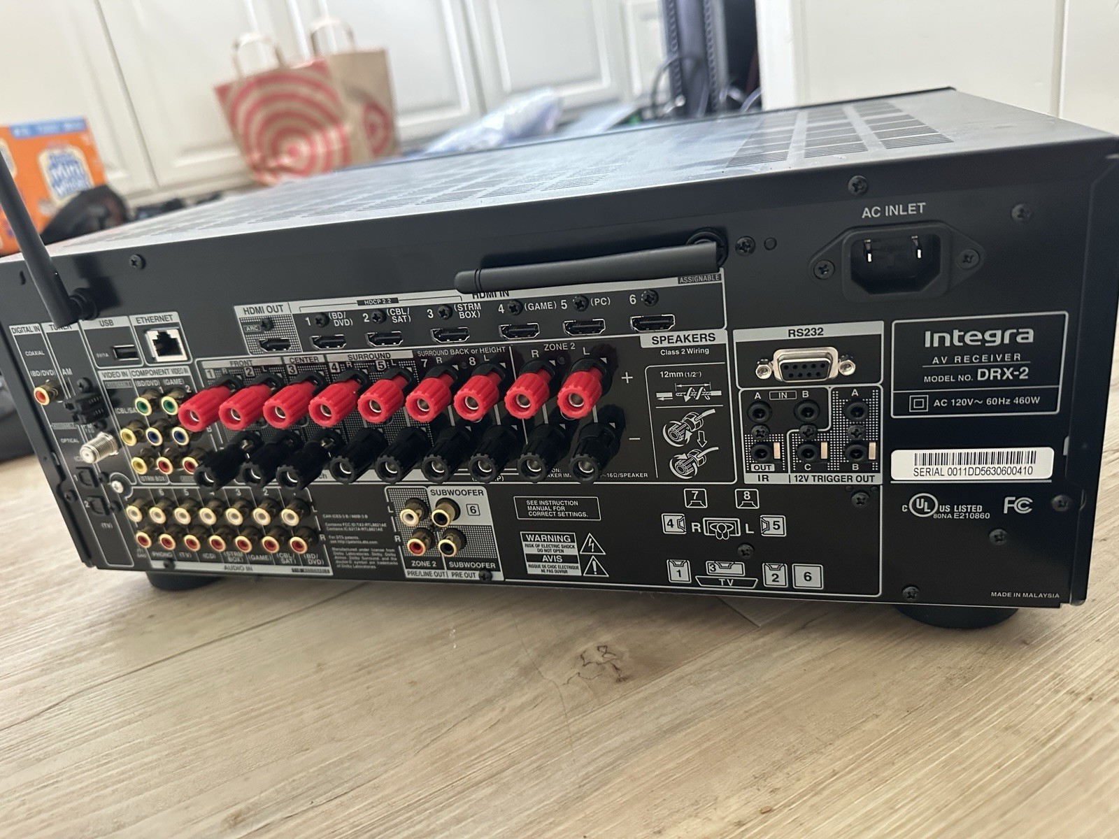 Integra DRX-2 7.2-Ch A/V Receiver Bluetooth Black HDMI Phono Bundle w/ Remote