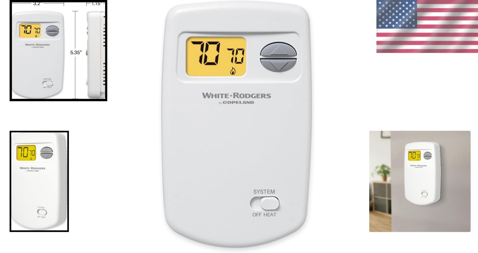 Emerson 1E78-140 Digital Non-Programmable Thermostat for Single-Stage Systems
