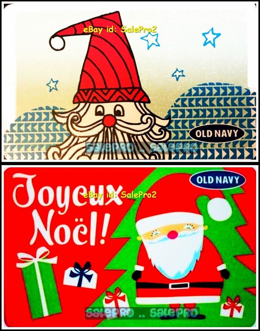 2x OLD NAVY JOYEUX NOEL CHRISTMAS TREE SANTA RARE COLLECTIBLE GIFT CARD LOT