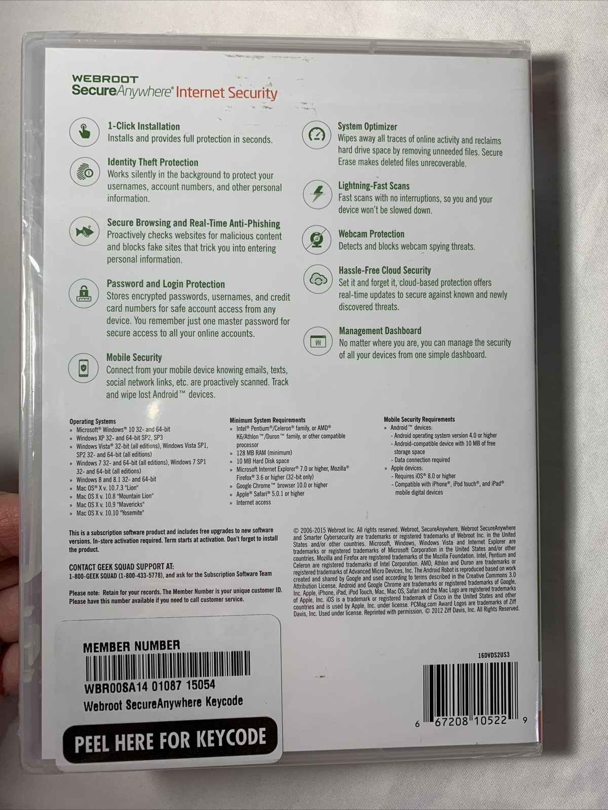 WEBROOT Secure Anywhere Internet Security 3 DEVICES (Mac PC Android iOS Mobile)