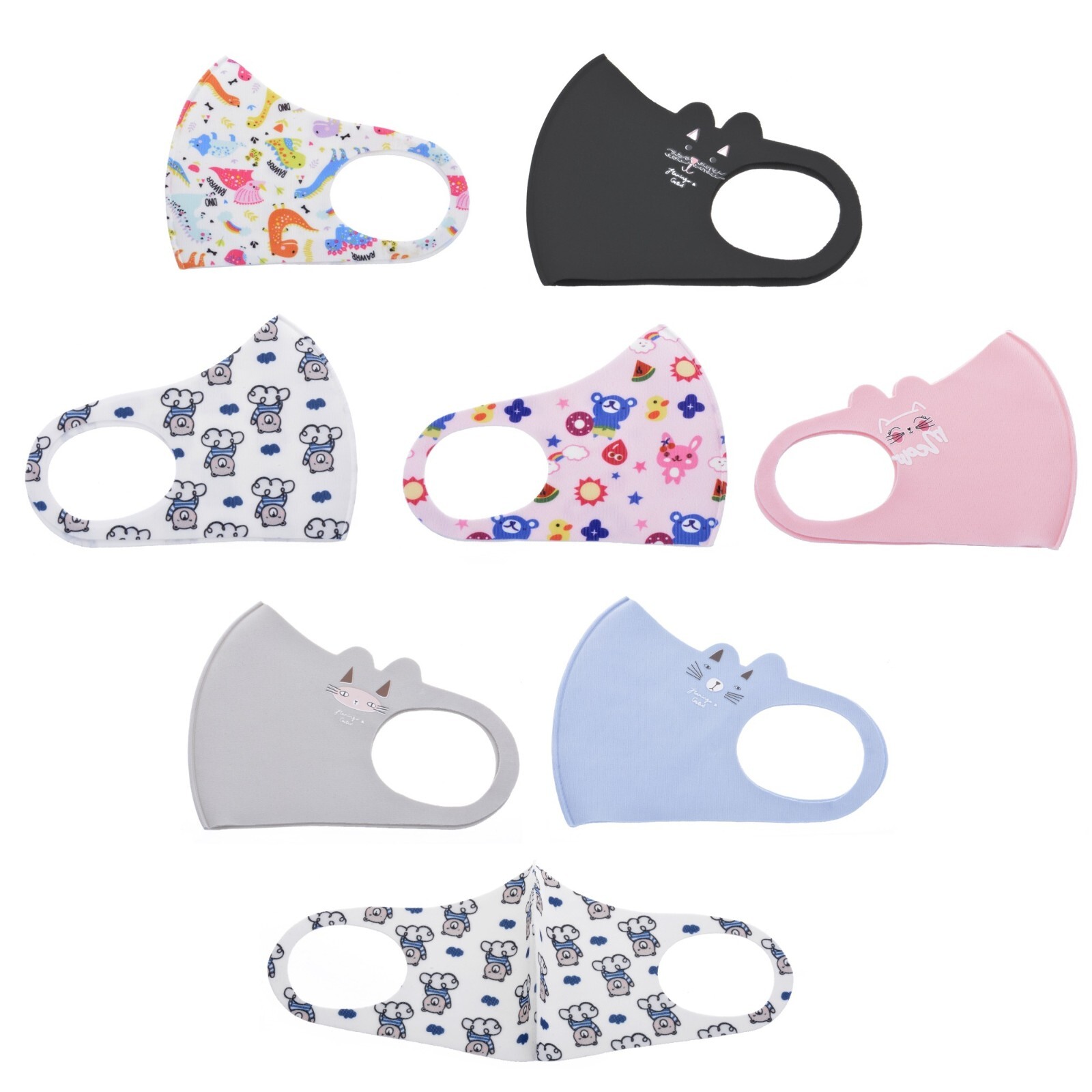 Kids Toddler 7 PC Stretch Face Masks Reusable Washable Breathable -Free Shipping