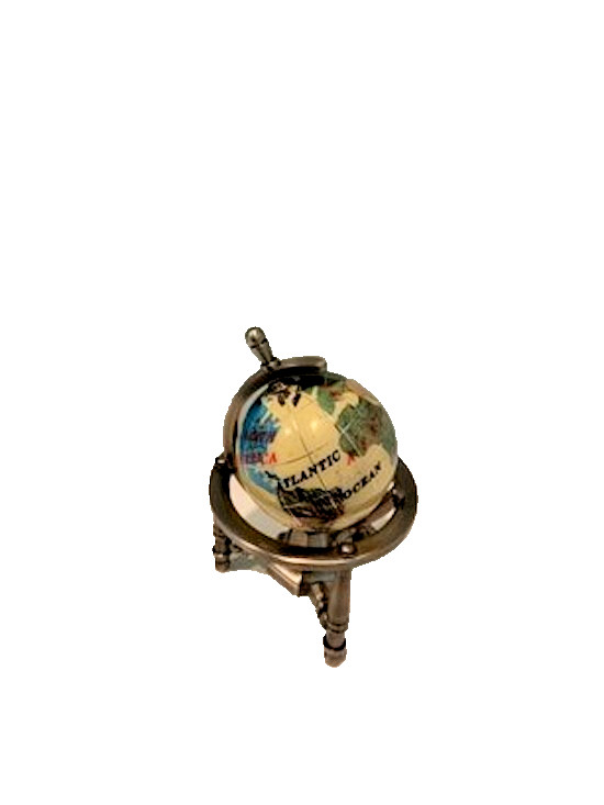 Semi-Precious Stone Mini Globe Goldtone Stand 50mm- Brand New!