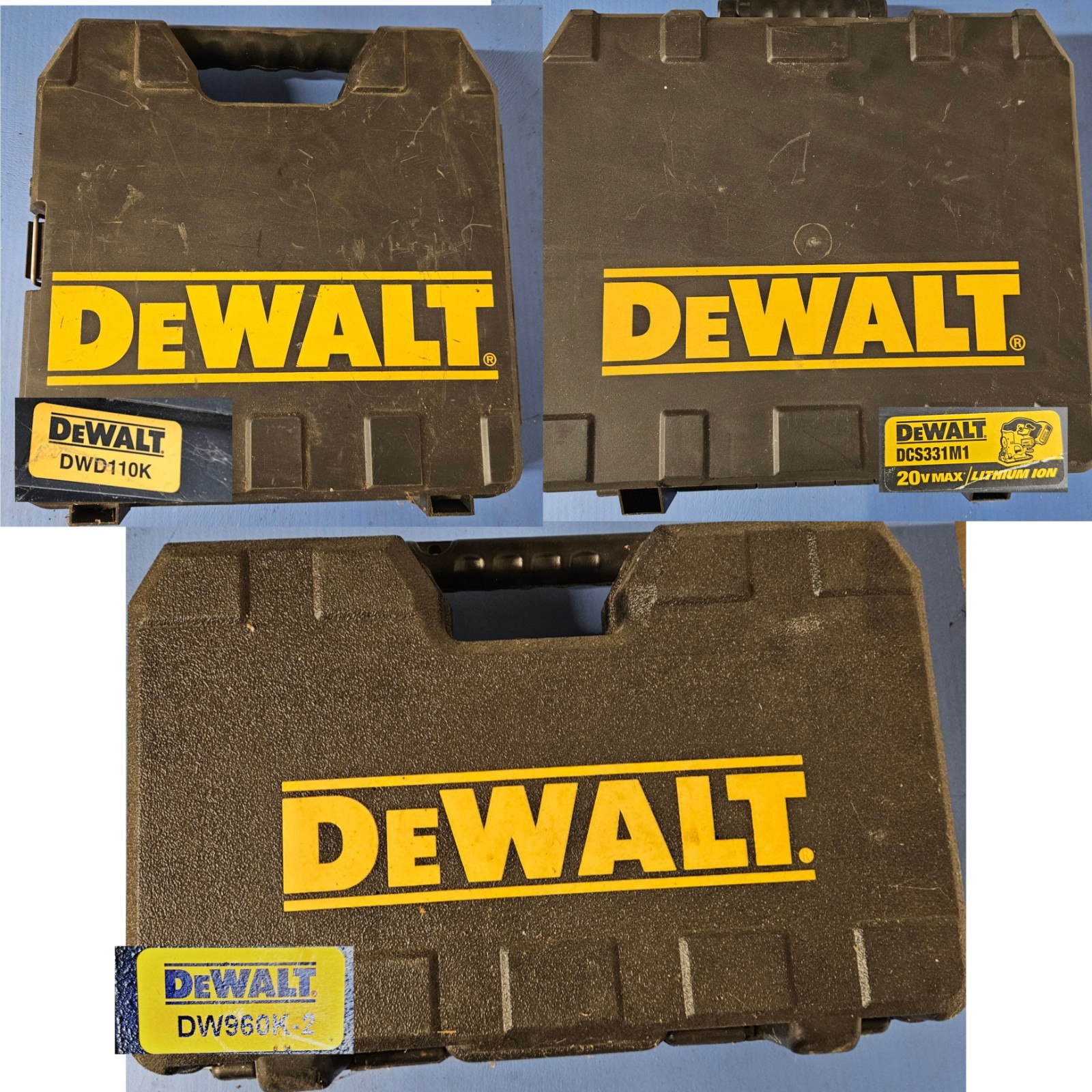 LOT OF 3 DEWALT TOOL CASES ONLY