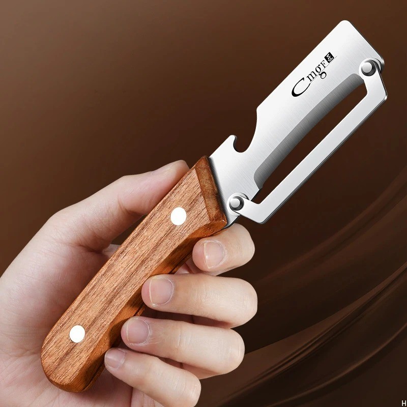 1pcs Stainless steel peeler with wooden handle for peeling and slicing fruits an