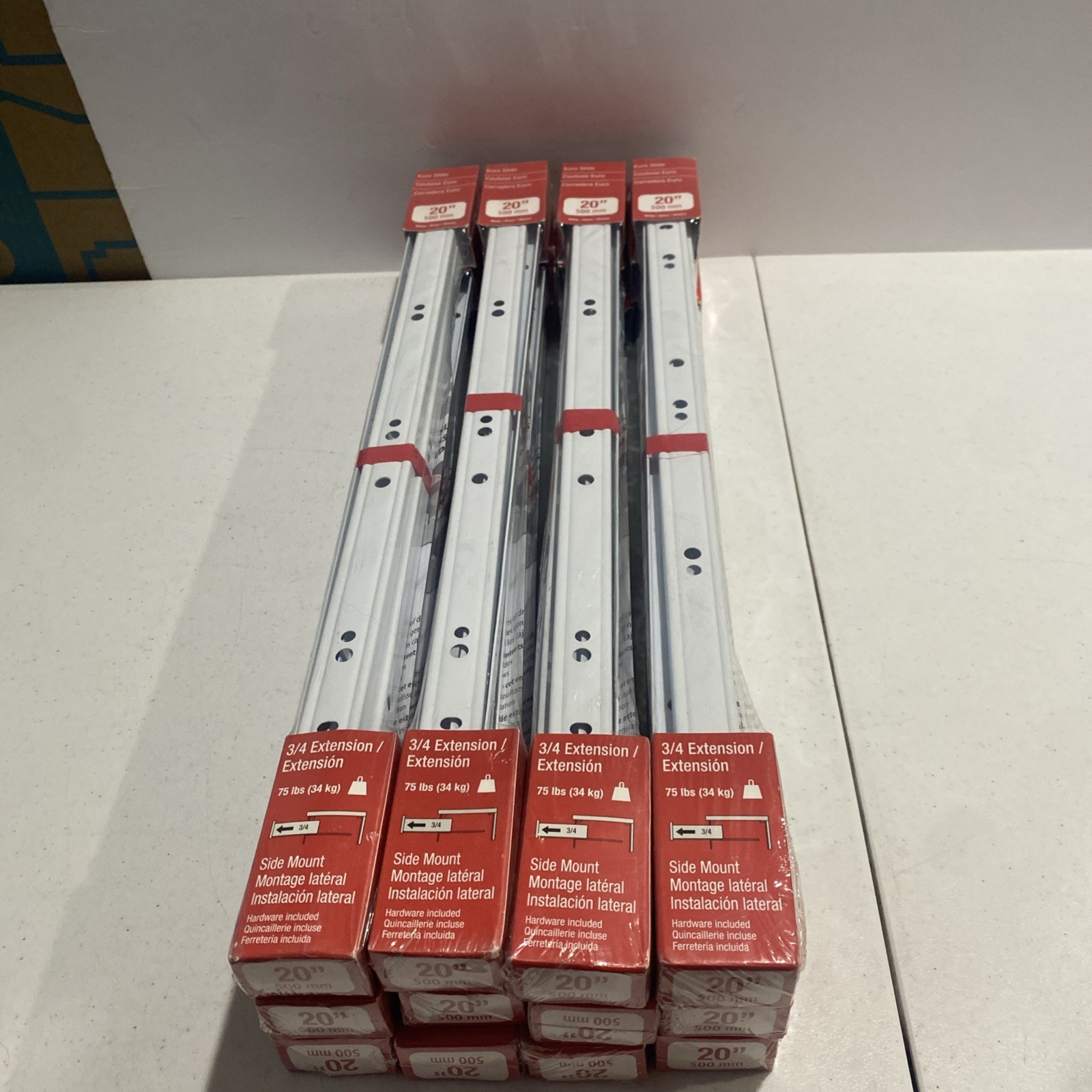 12 Sets Of 2-Packs Richelieu Side Mount Drawer Slides 20" TU10230500 3/4 Exten