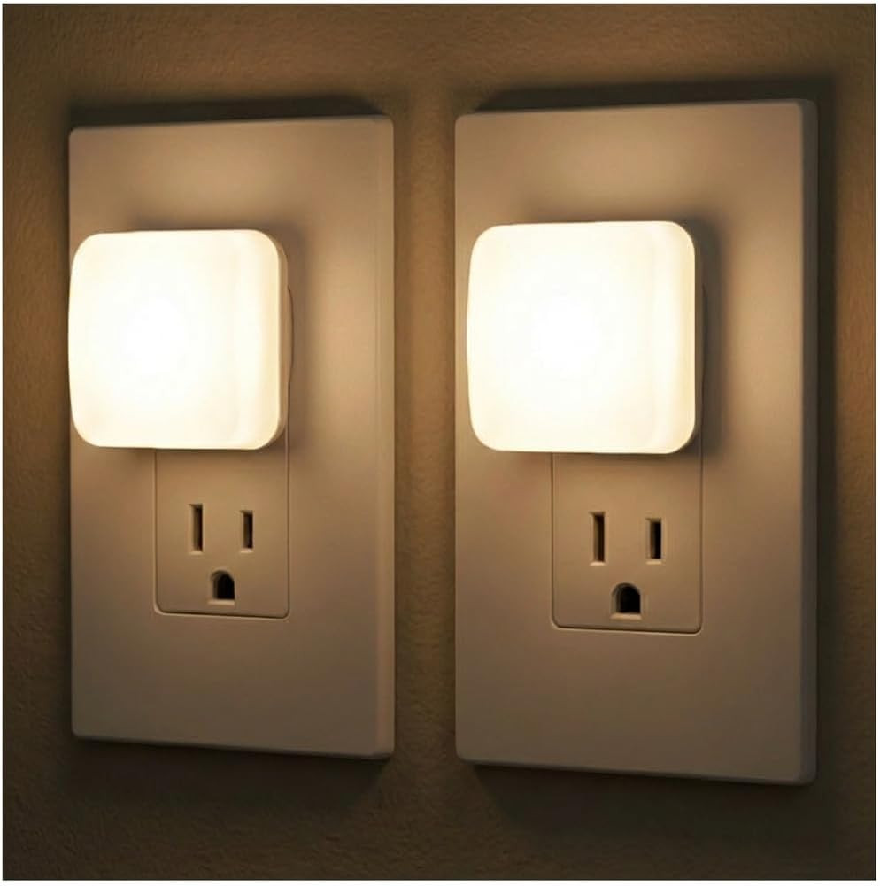 Plug in Night Light with Dusk to Dawn Sensor, 2 Pack | 3000K Warm White Light, C