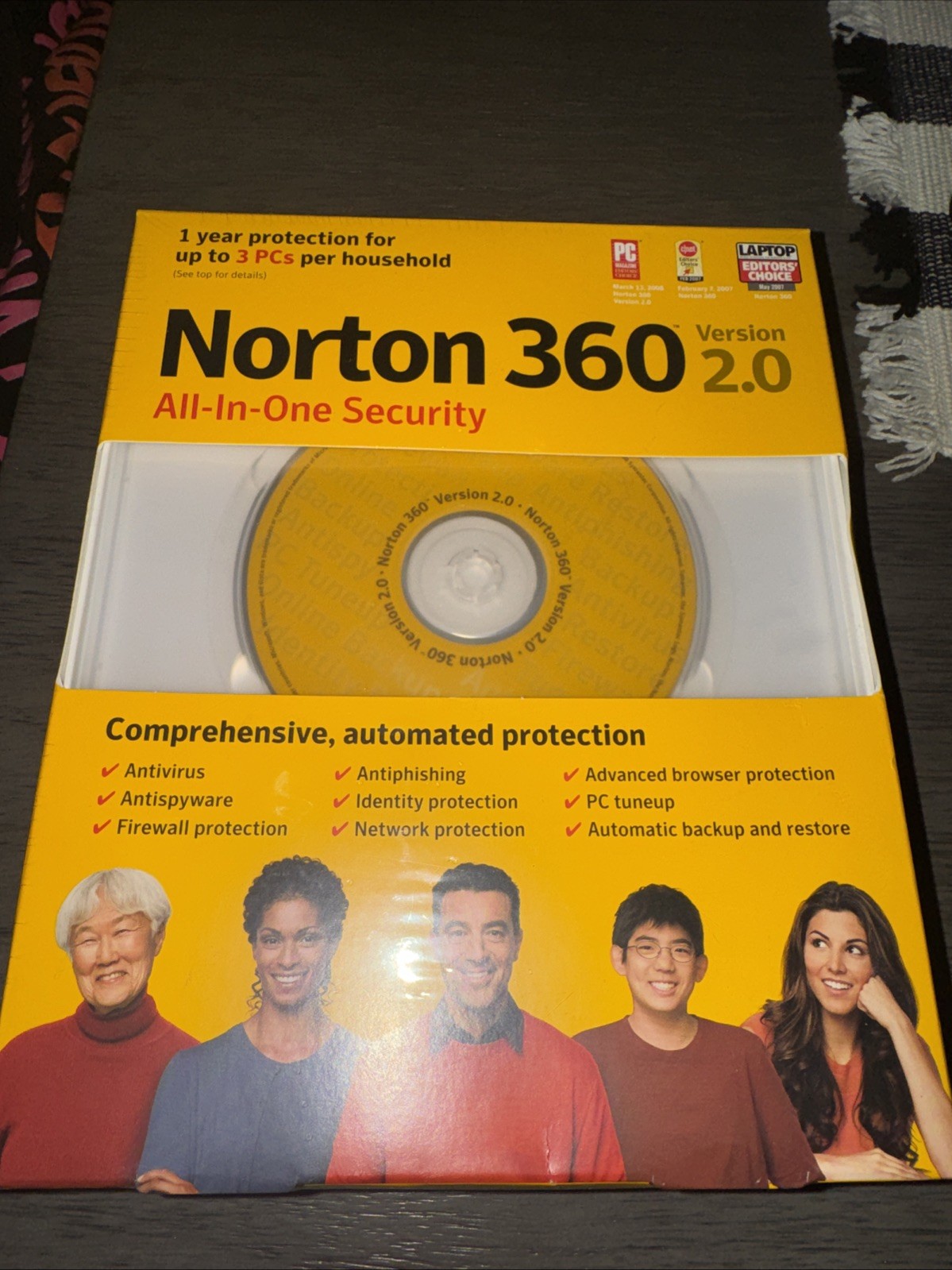 Norton 360 2.0 All-In-One Security Software CD Up To 3 PCs Version 2.0