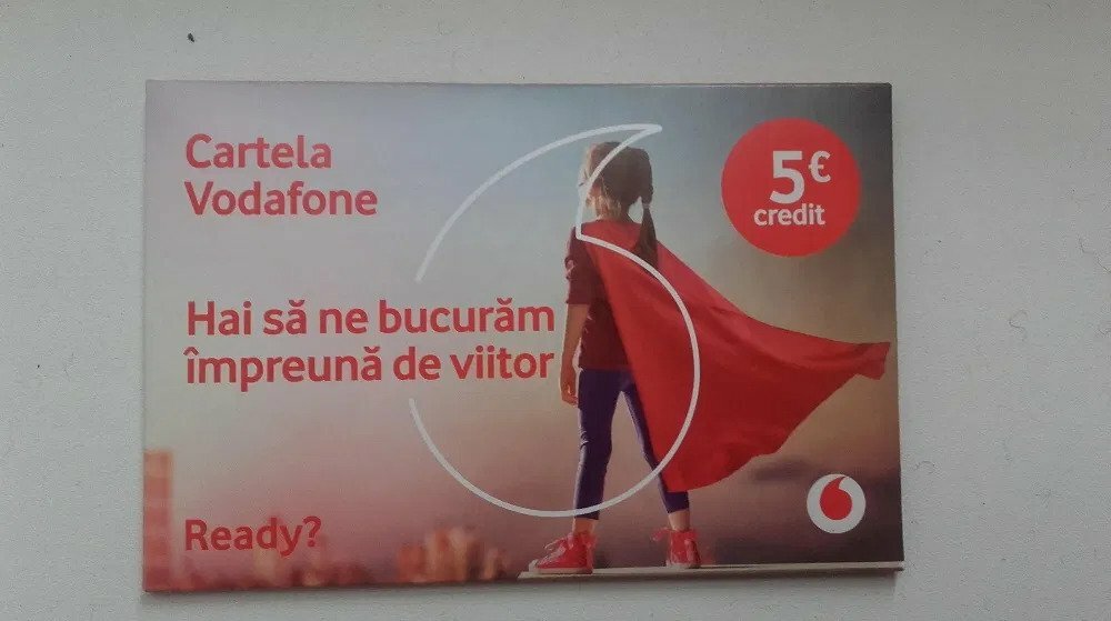 Vodafone Romania Prepaid SIM Card 4G with 5 Euro Credit -Worldwide Roaming- NEW