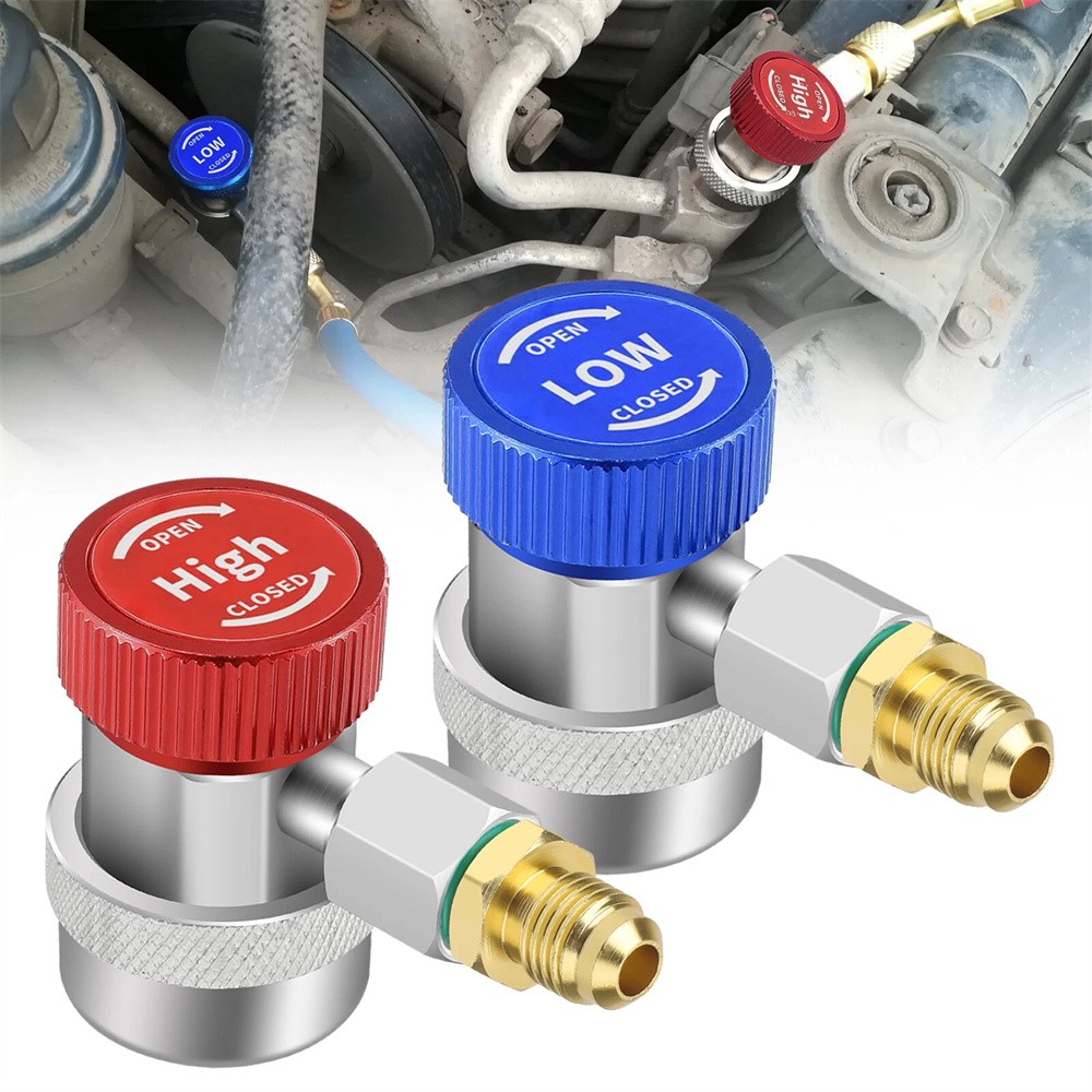 2x R134A Quick Coupler Adapter Adjustable Car HP & LP Fitting with 1/4" Flare