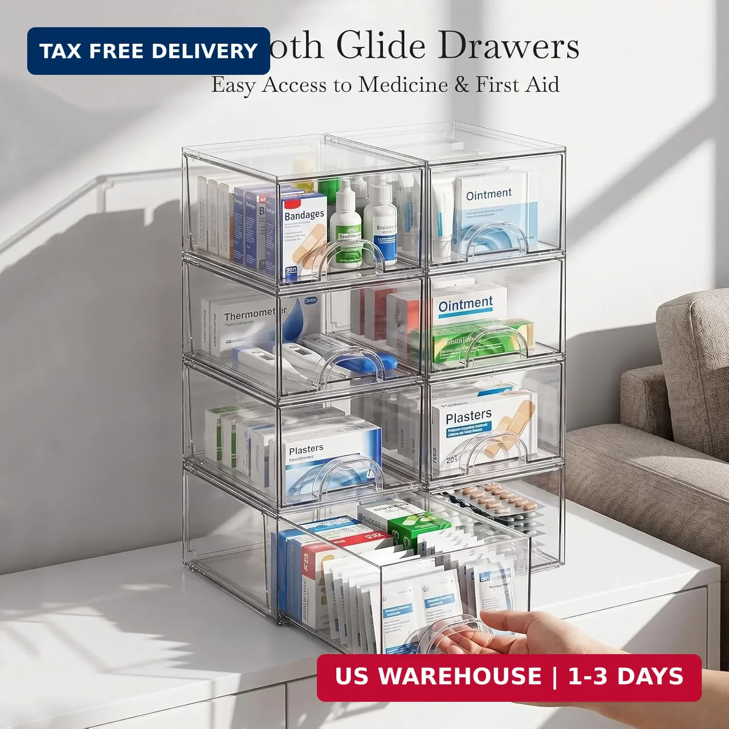 8 Pack Small Clear Stackable Acrylic Storage Boxes for Art Tool & Sketch, Storag