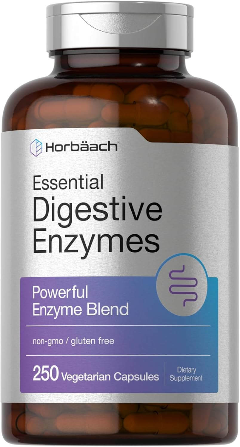 Enzimas digestivas esenciales 250 cápsulas fórmula potente para mujeres y hombre