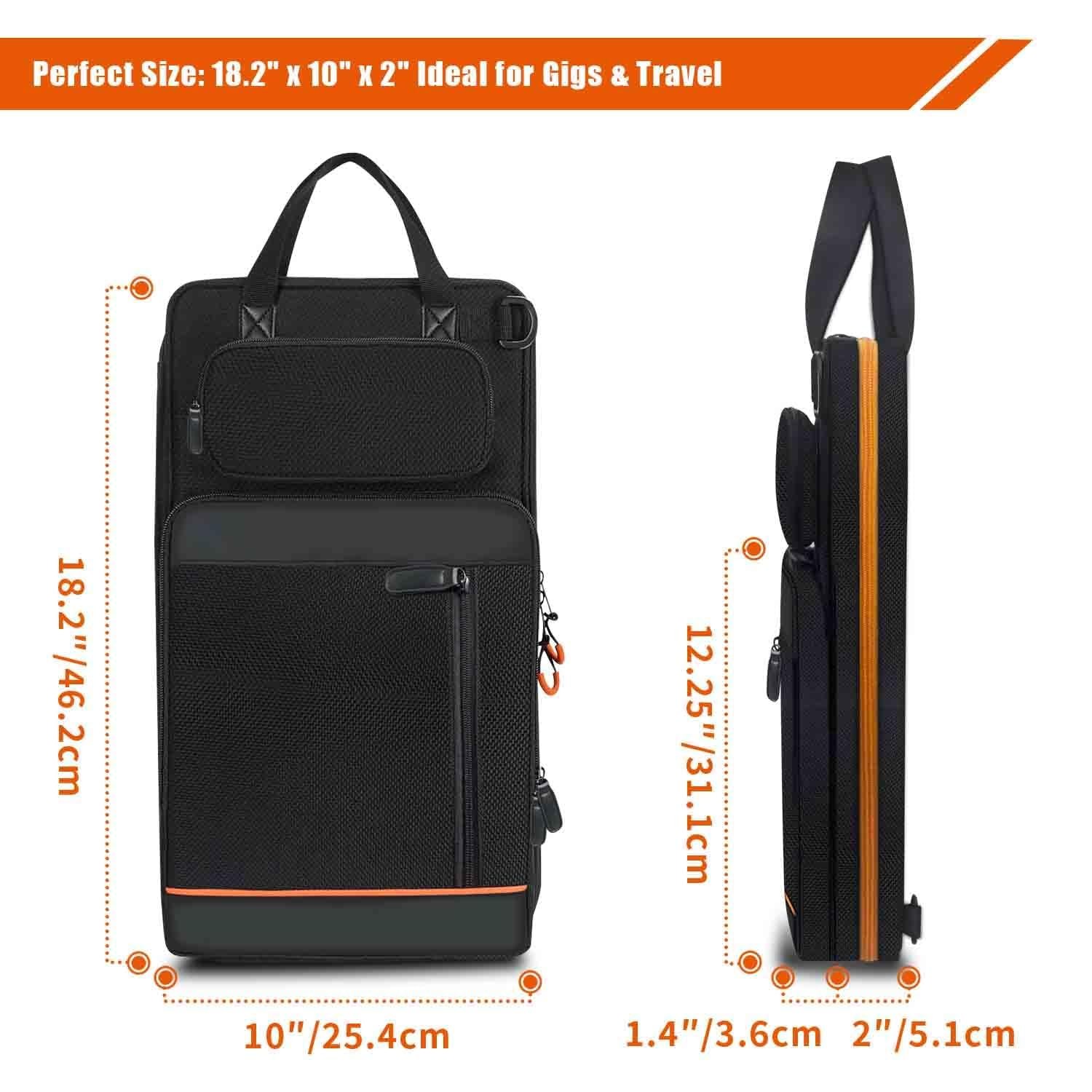 Large Capacity Drum Stick Bag with Hook & Adjustable Strap for Percussion