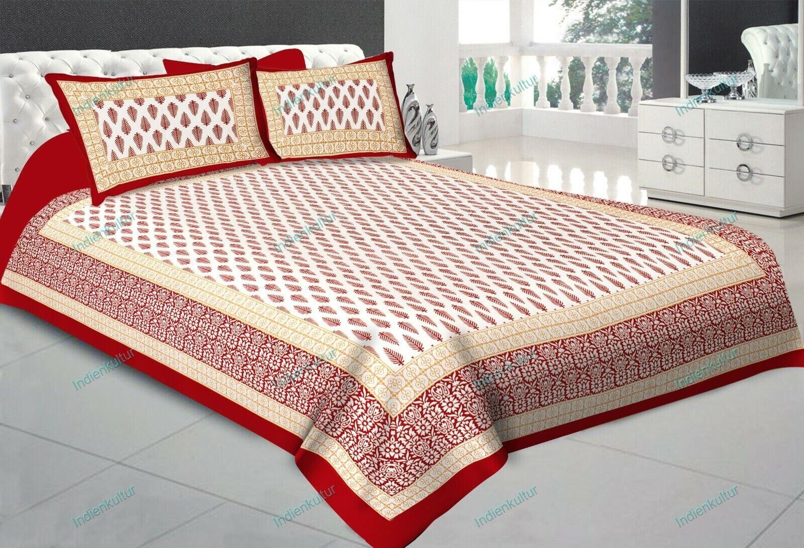 Sanganeri Multi Printed Cotton Double Bed Sheet With 2 Pillow Cover 90x108 KING