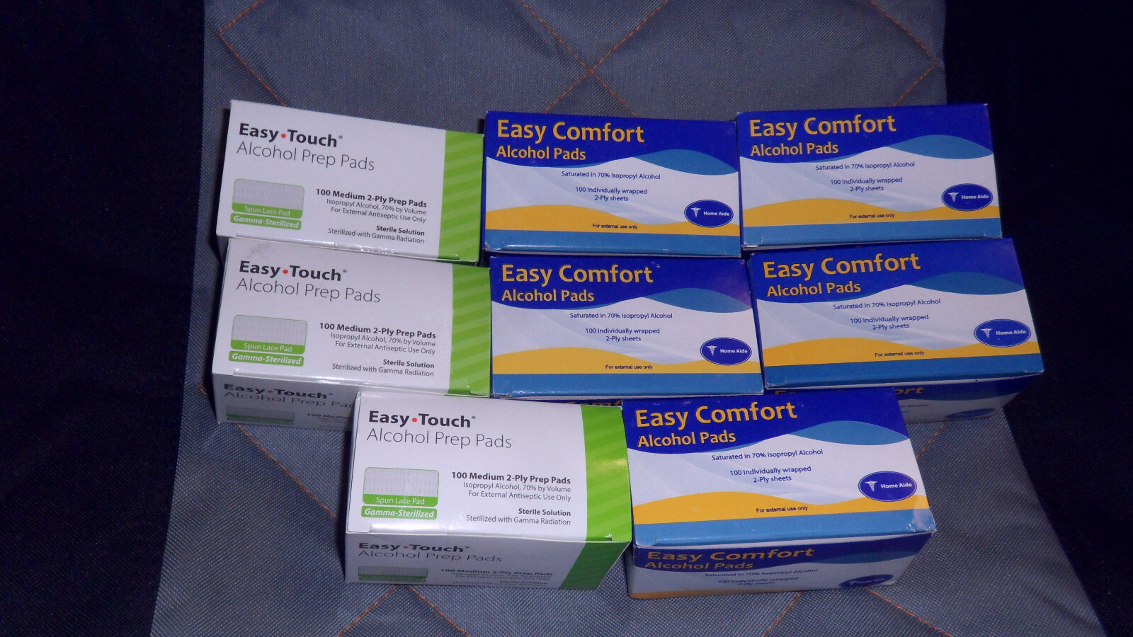 “800” 8 Boxes Of Easy Comfort Alcohol Prep Pads Wipes 100/box Medium 2ply