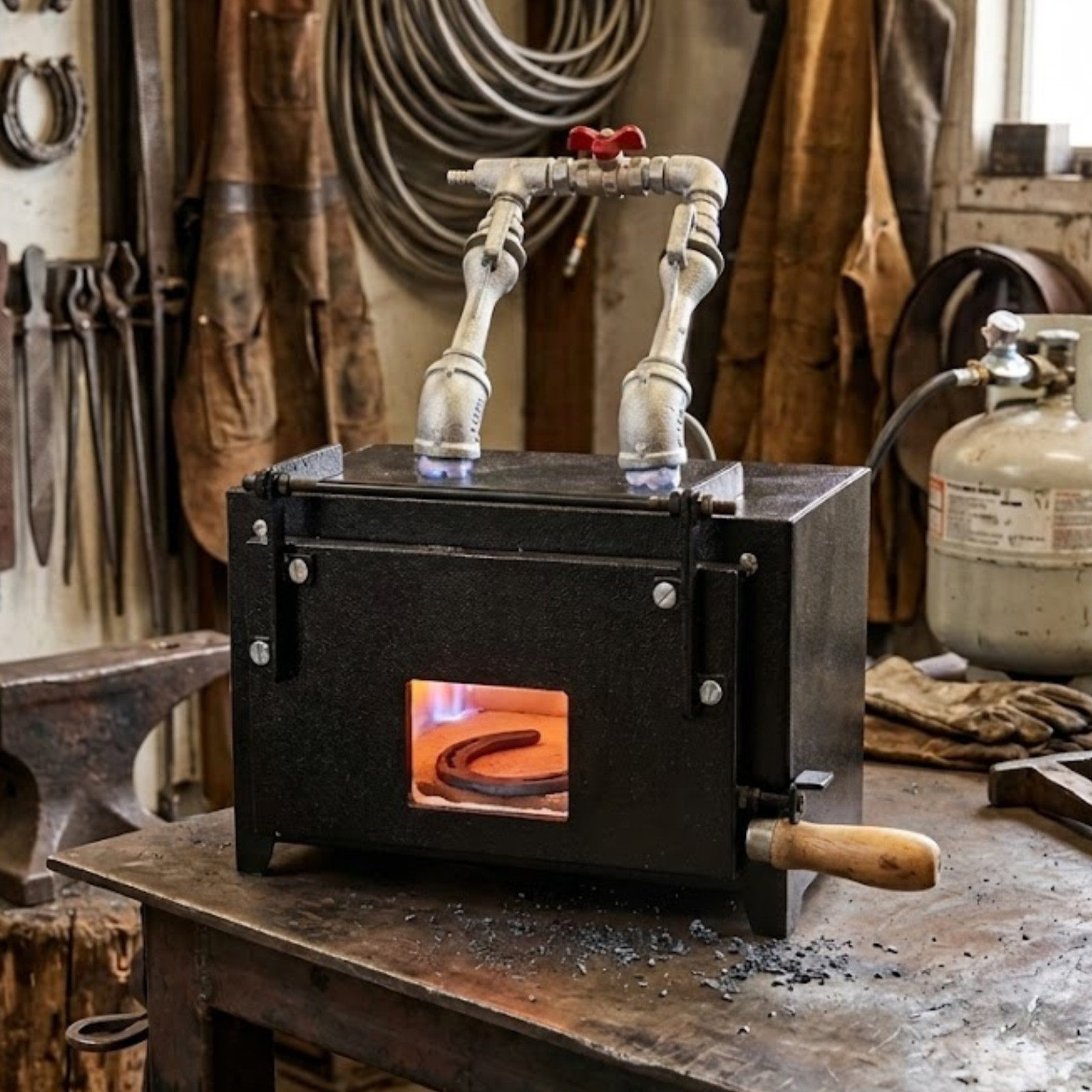 Farrier Propane Gas Forge Burner – Portable Blacksmith Forge for Horseshoes