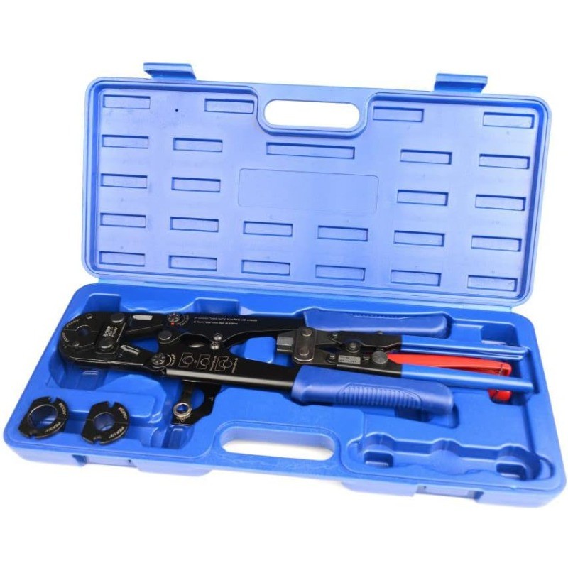 Crimper, Copper Pipe Crimping Tool Kit with 3/8'', 1/2'', 3/4'',1'' Quick Change