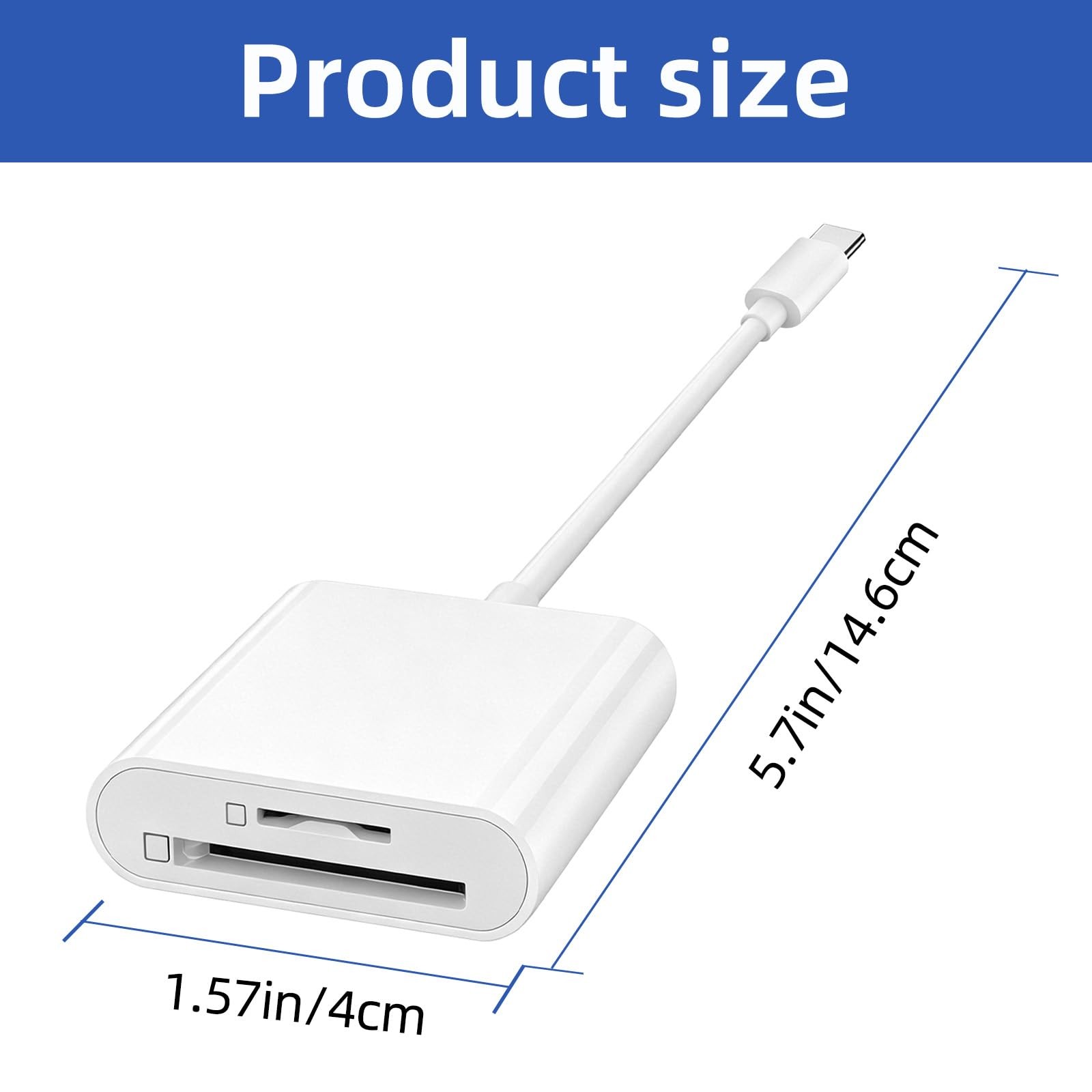 USB C SD Card Reader, Type C Supports and Micro White