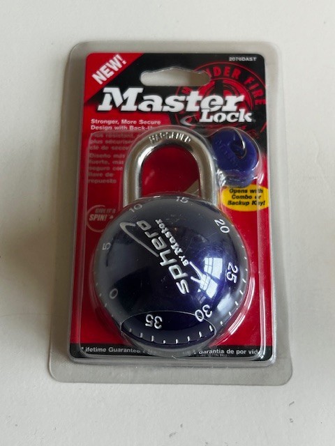 Master Lock Sphero Combination Lock Smooth Spin Padlock 2076DAST Dk Blue W/Key