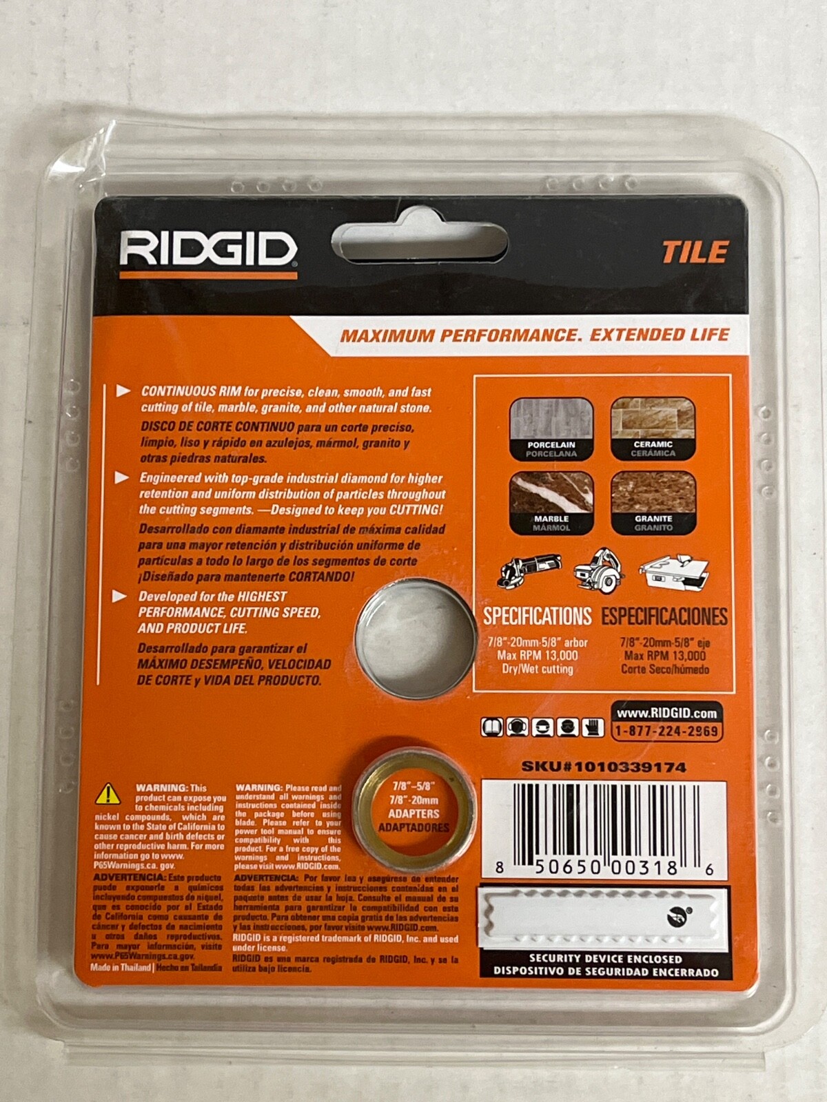 RIDGID 4.5 in. Tile Continuous Rim Diamond Saw Blade for Angle Grinders