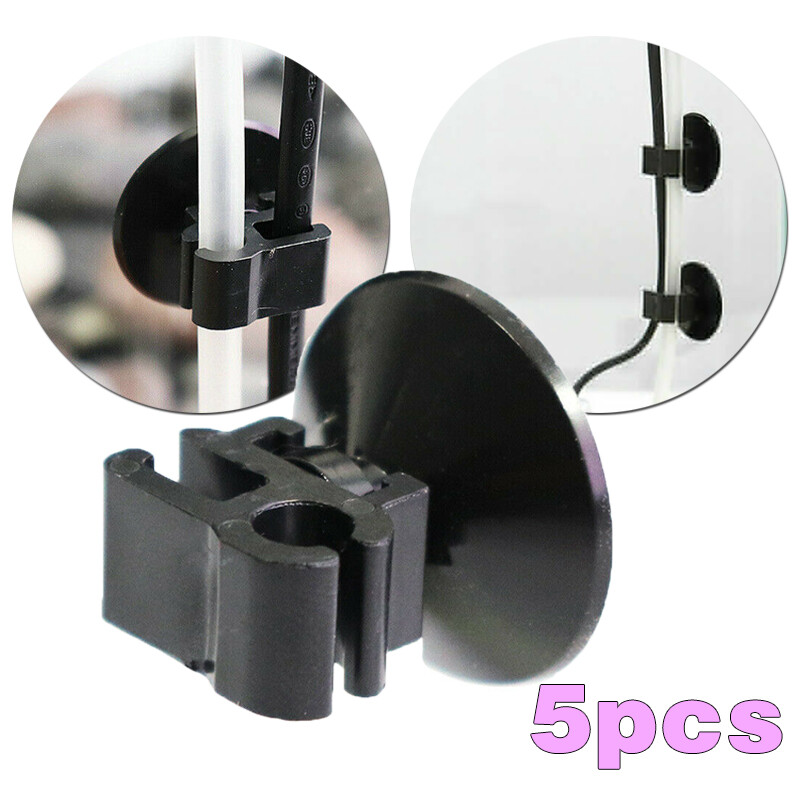 5pcs Aquarium Suction Cup Fish Tank Dual-card Clip Air Line Tube Holder Sucker
